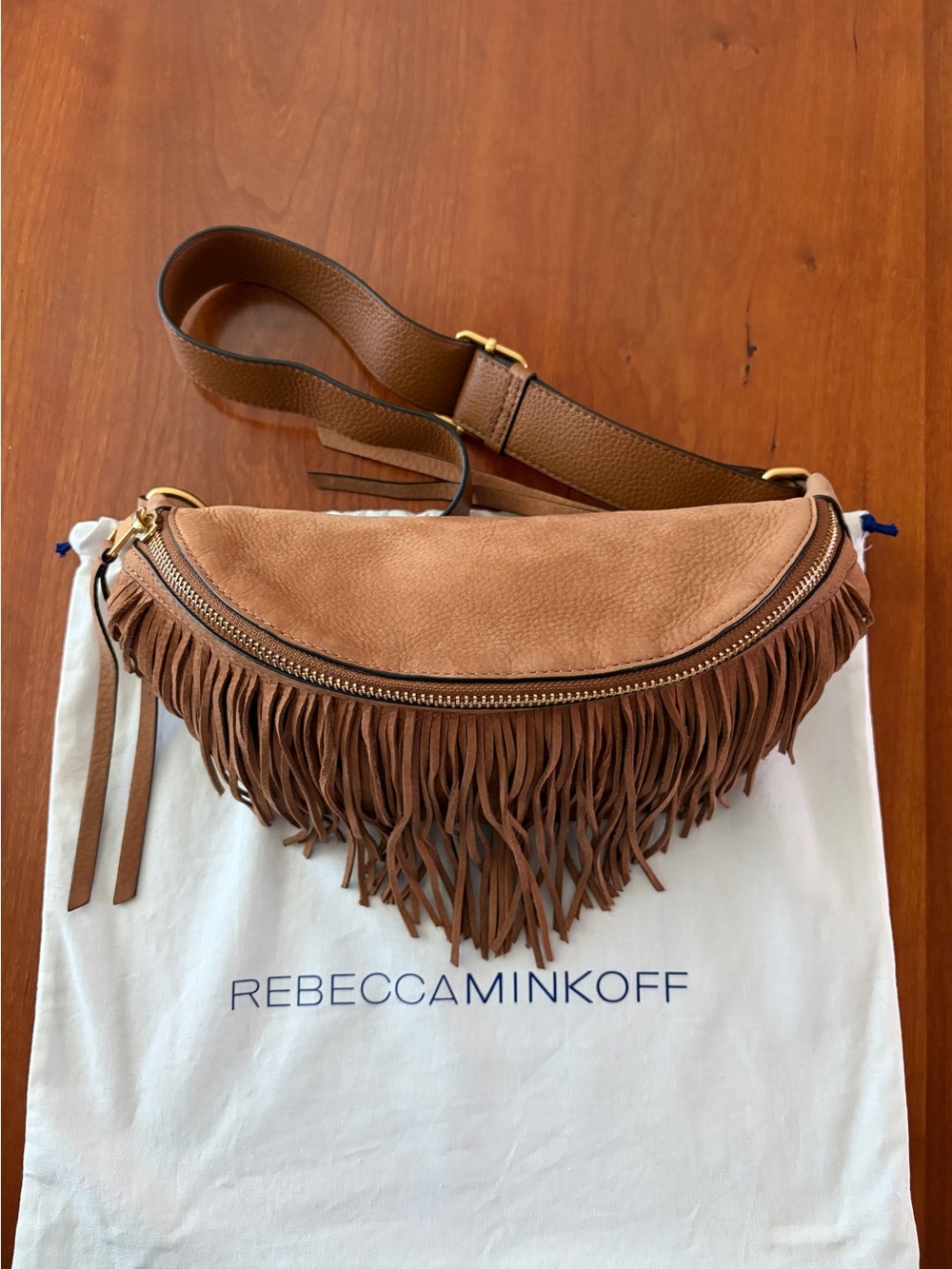 Rebecca Minkoff Bree Belt Bag Original Style Camel Fringed Suede